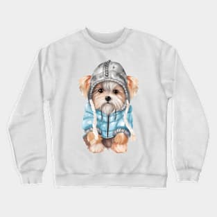 Watercolor Cozy Yorkshire Terrier Dog Crewneck Sweatshirt